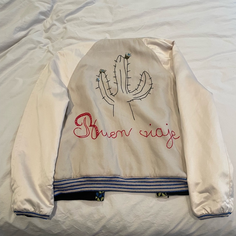 Vintage silk reversible bomber jacket from Spain